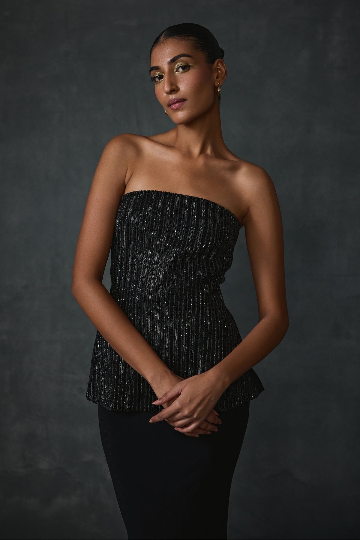 Glissara Off-shoulder Devil Peplum Top With Skirt Set Namrata Joshipura Online