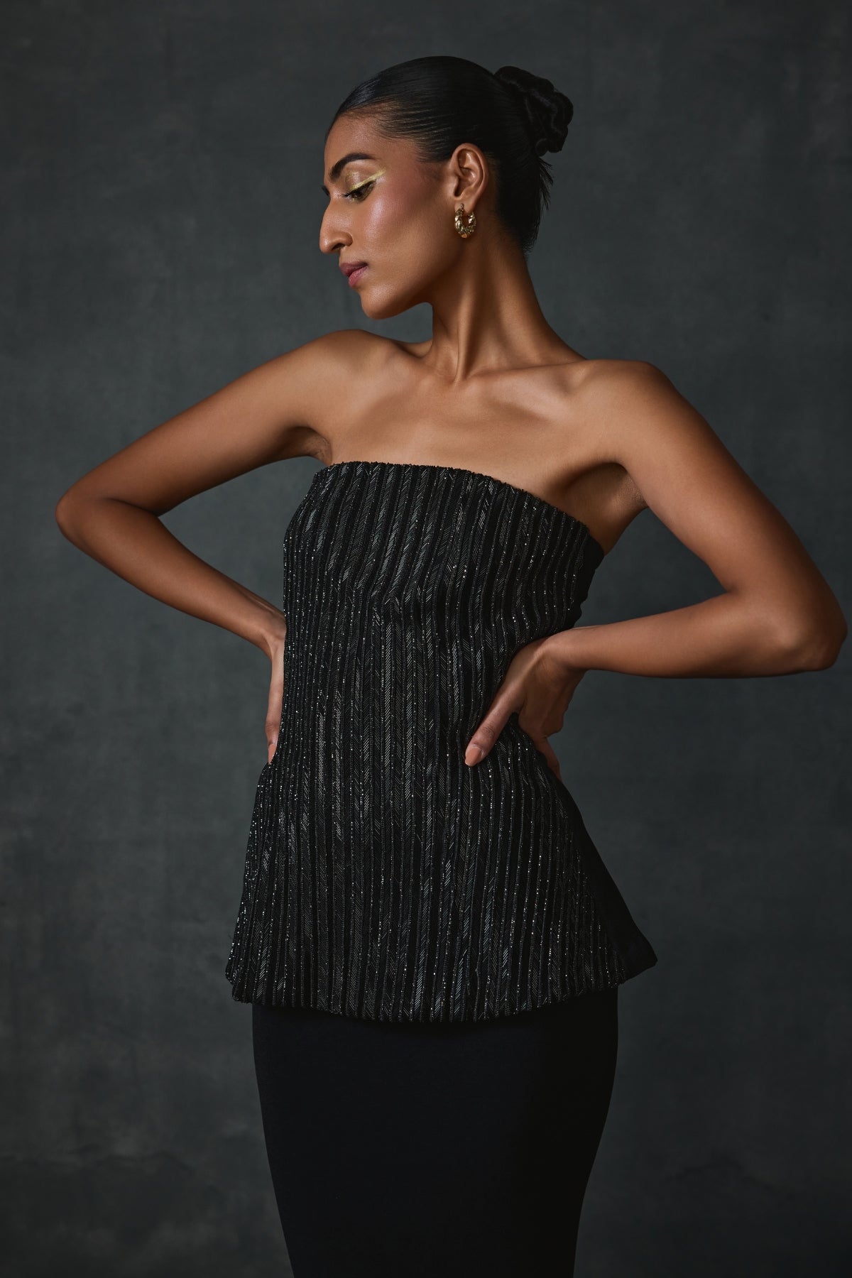 Glissara Off-shoulder Devil Peplum Top With Skirt Set Namrata Joshipura Online
