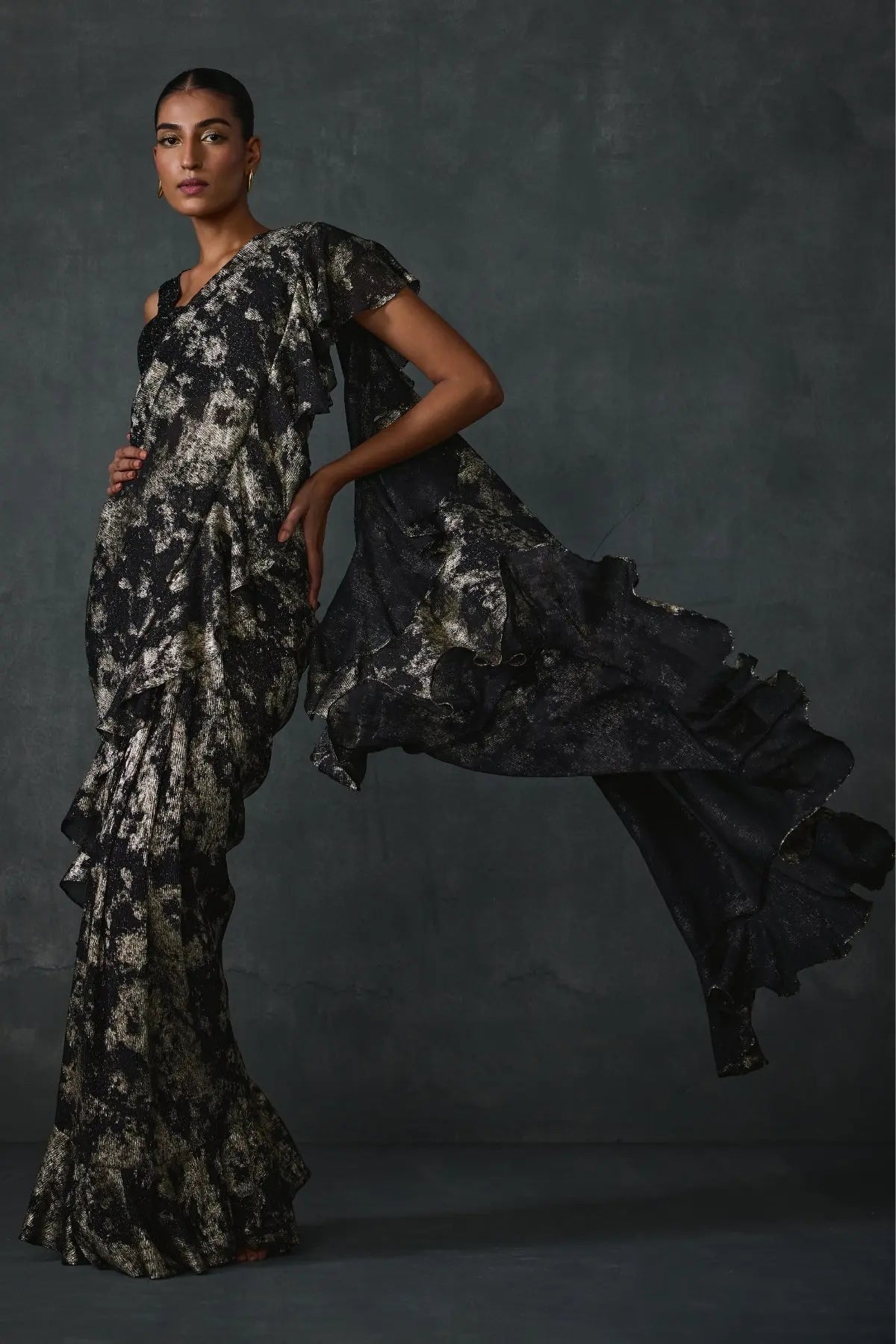 Paillette Foiled Draped Saree Namrata Joshipura Online