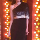 Karishma Kapoor in Black and Gold Asymmetric NJ Signature Sequin Embellished Dress Namrata Joshipura Online (Celebrity Muses)