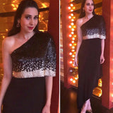 Karishma Kapoor in Black and Gold Asymmetric NJ Signature Sequin Embellished Dress Namrata Joshipura Online (Celebrity Muses)