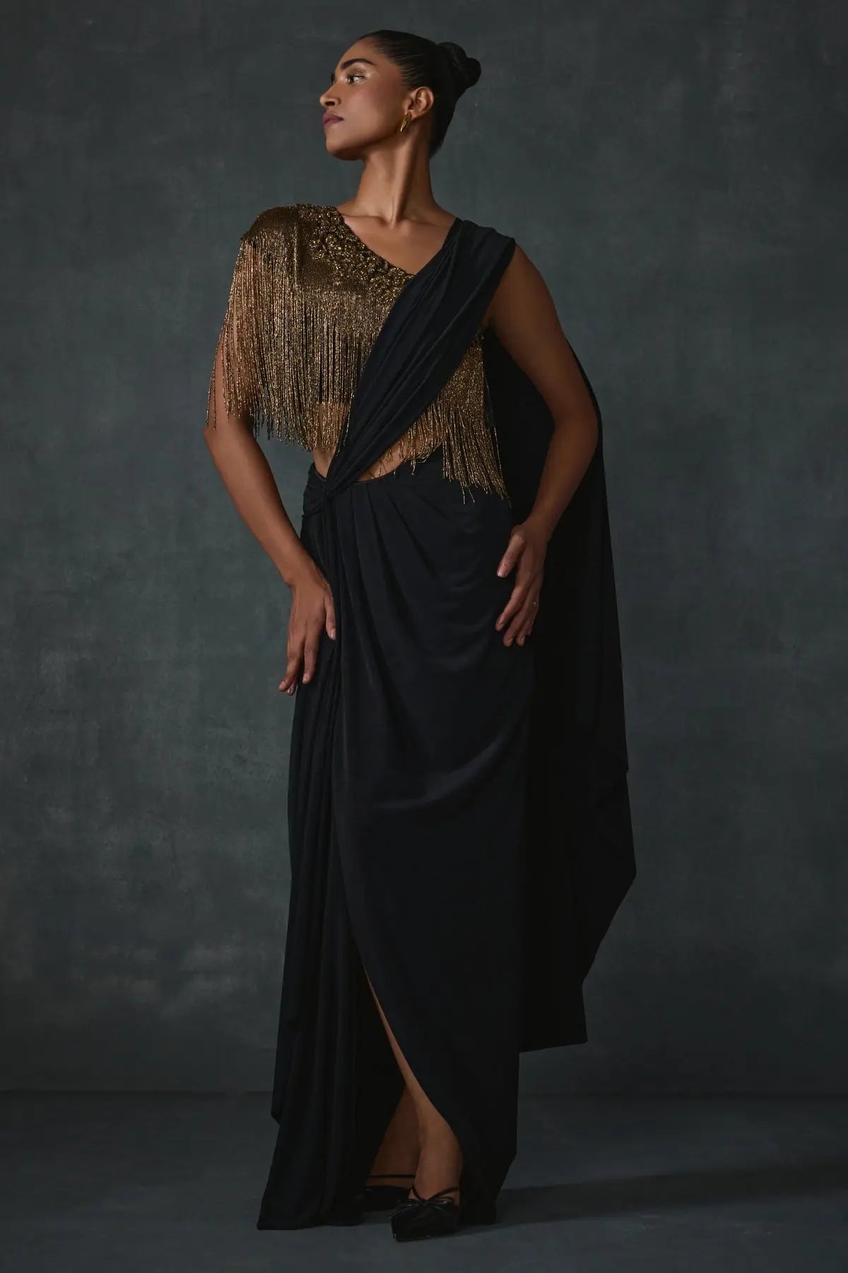 Akari Fringe Draped Saree Namrata Joshipura Online