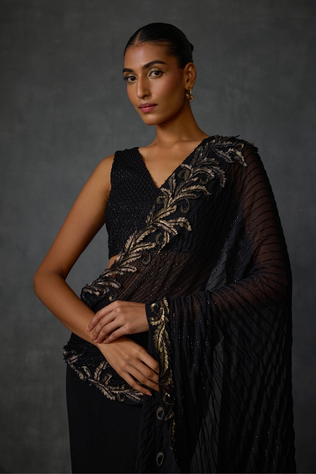 Autumn Fern Godet Draped Saree Namrata Joshipura Online