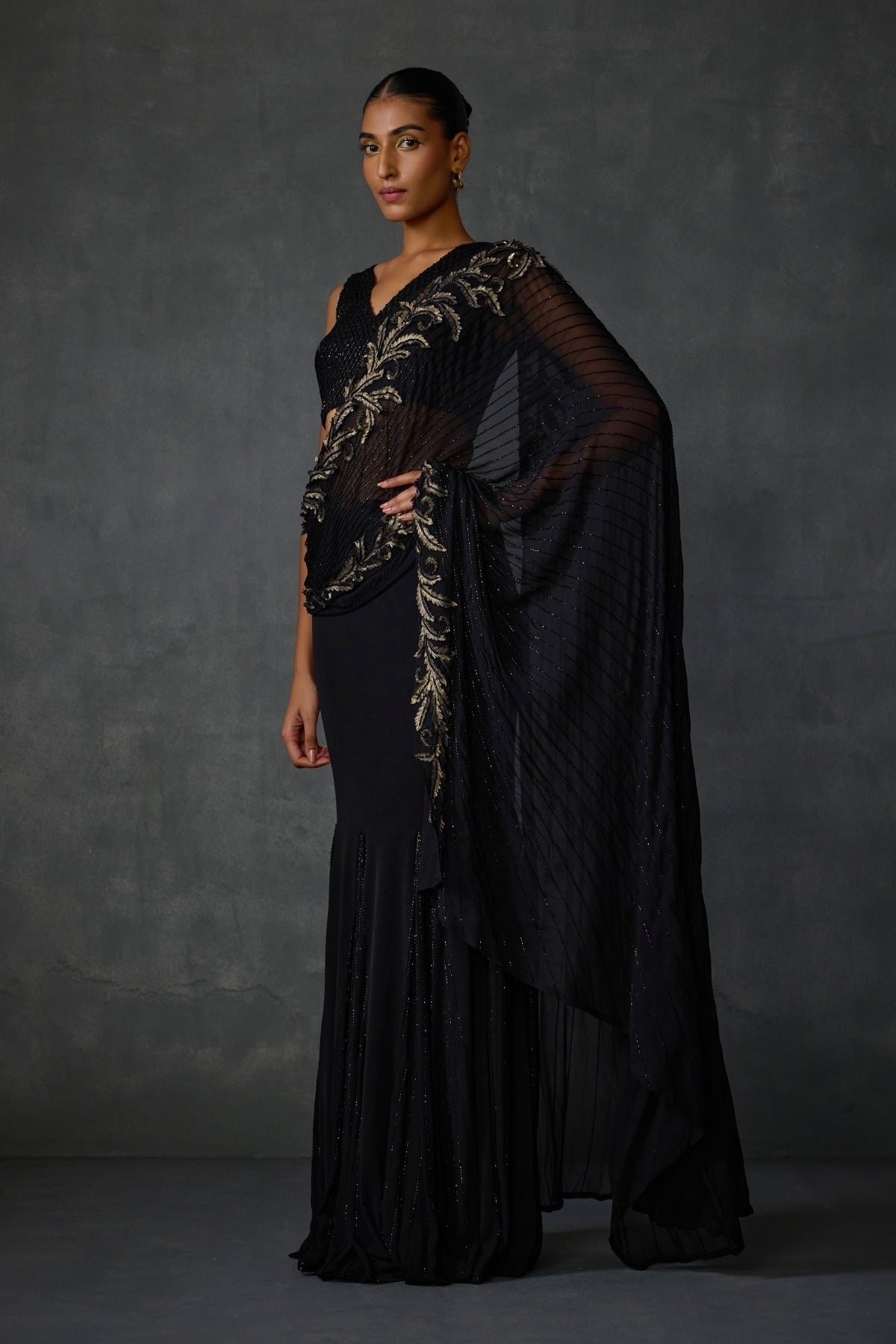 Autumn Fern Godet Draped Saree Namrata Joshipura Online