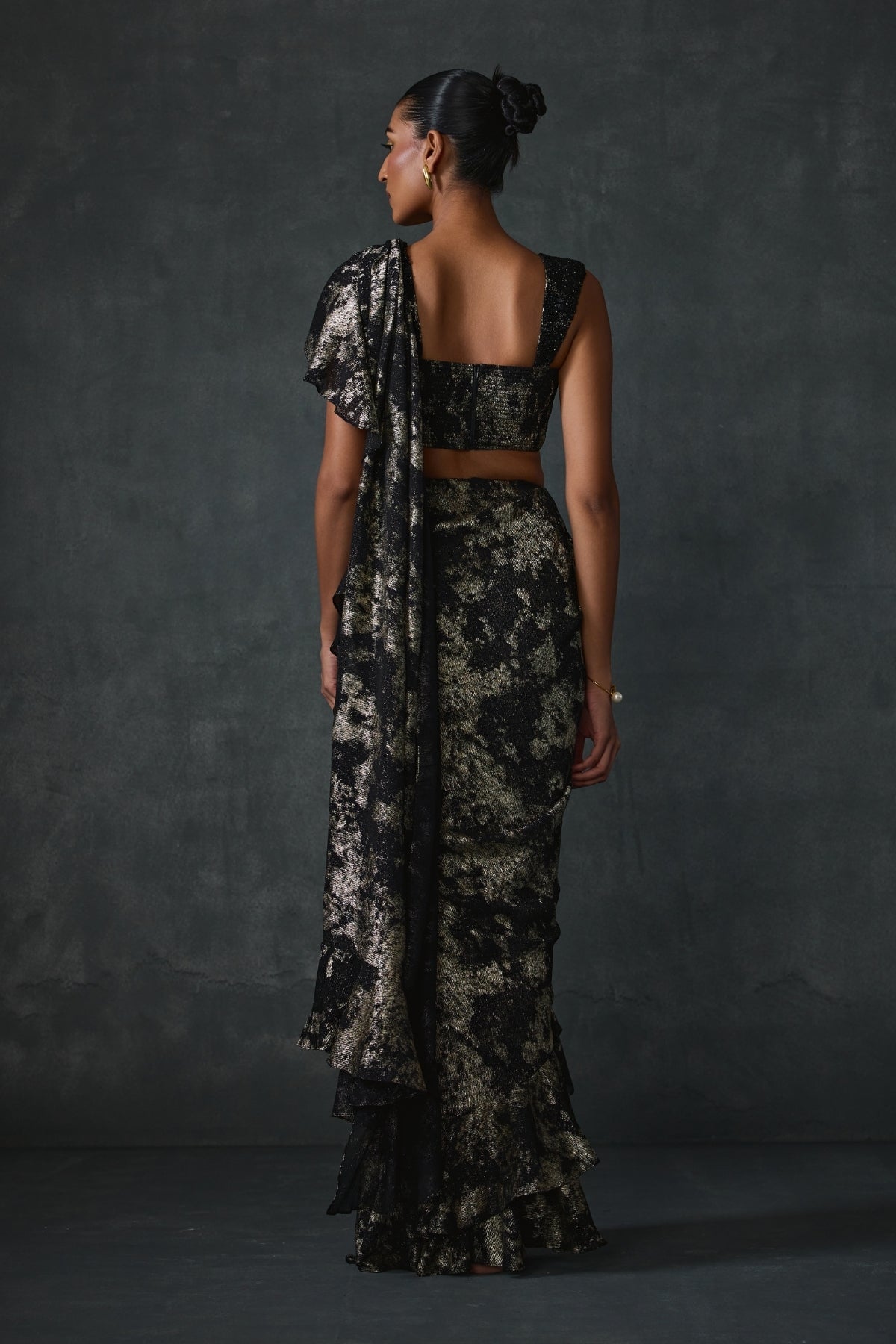 Paillette Foiled Draped Saree Namrata Joshipura Online