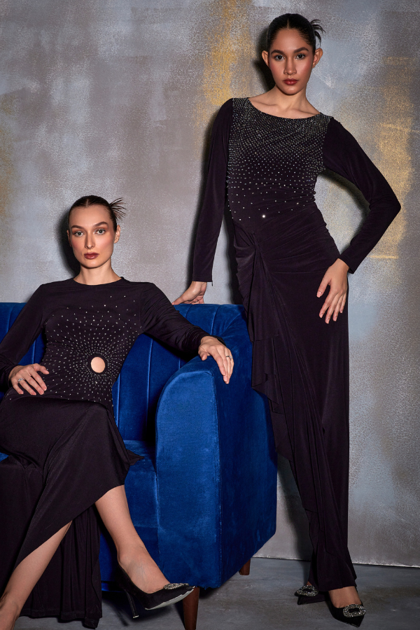 Crystal Square Drape Gown – Namrata Joshipura Online