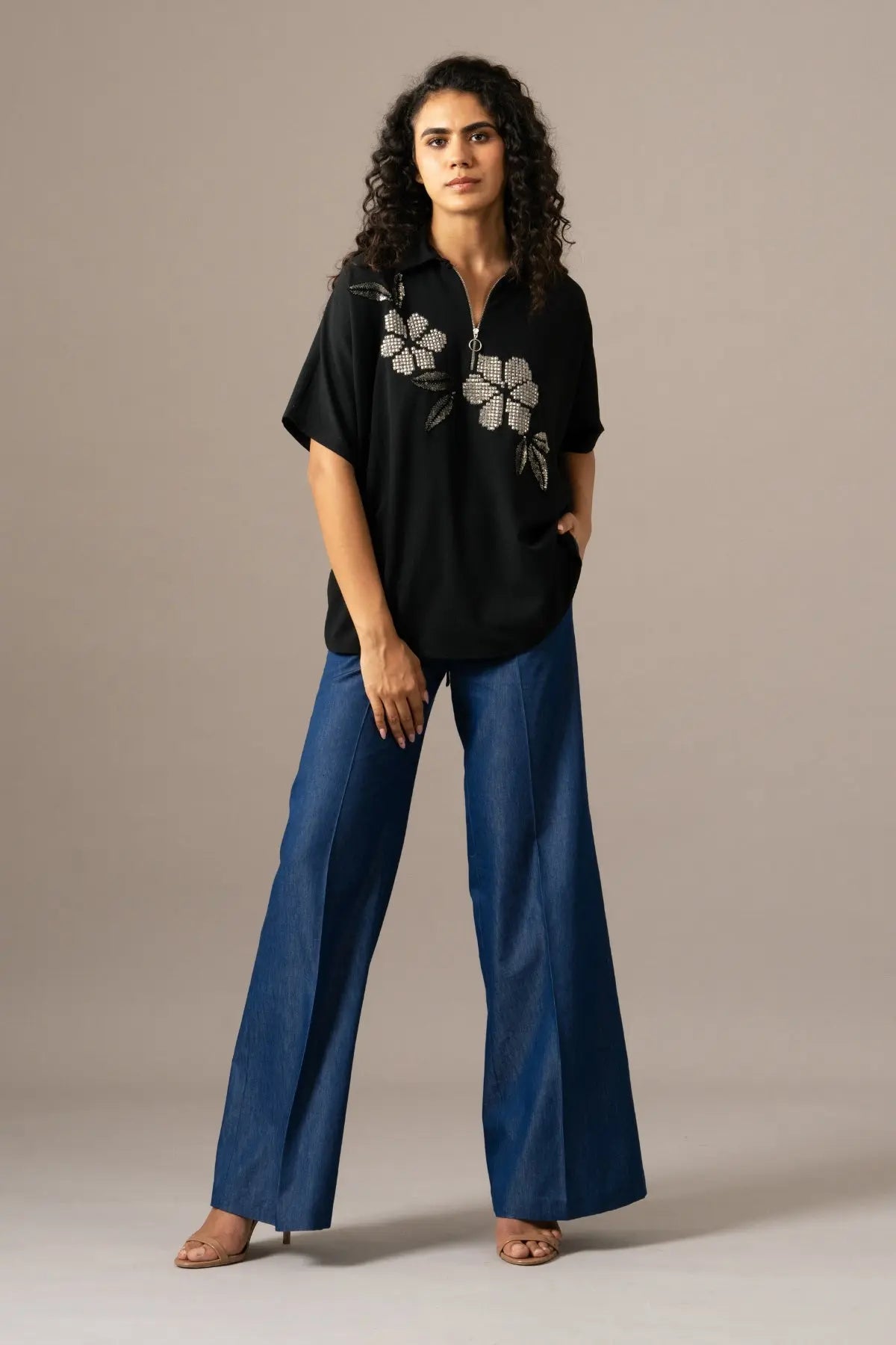 Moonflower Back Tie Zipper Top Namrata Joshipura Online