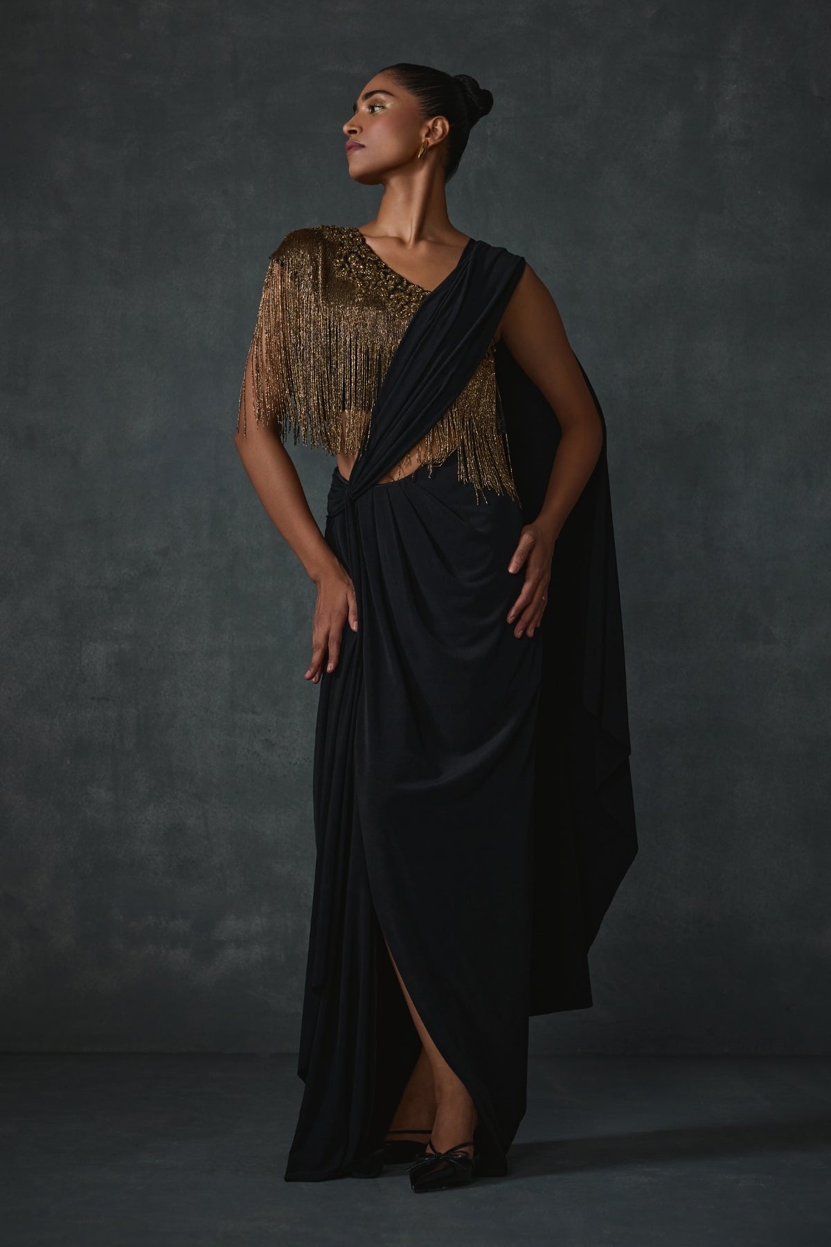 Akari Fringe Draped Saree Namrata Joshipura Online