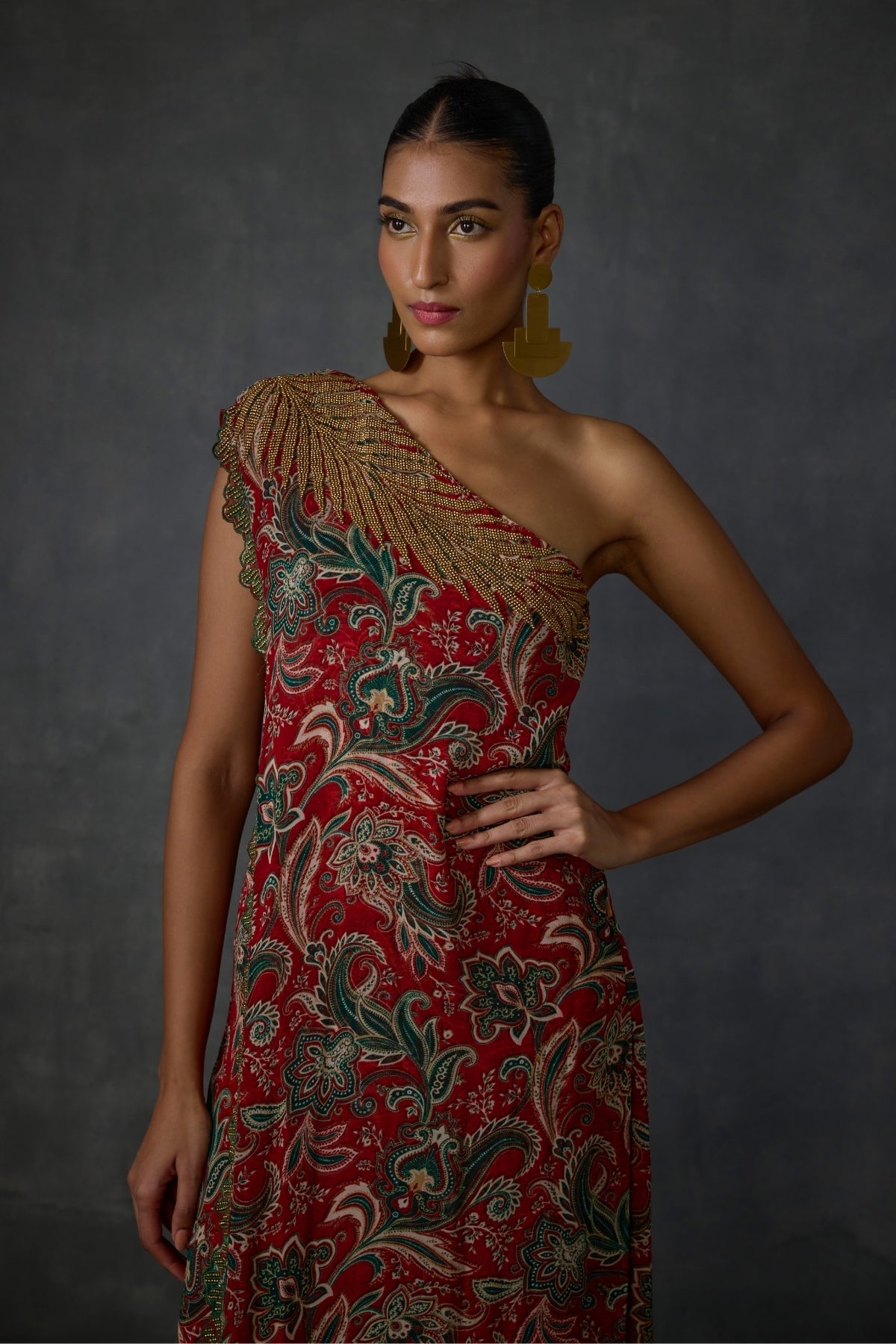 Fern Paisley One Offshoulder Jumpsuit Namrata Joshipura Online