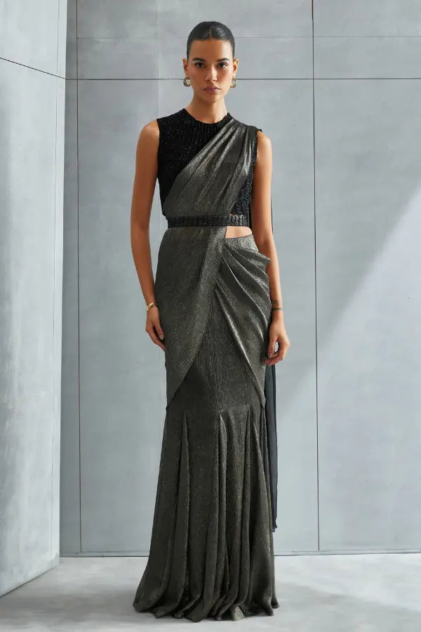 Metallic Scallop Drape Saree Namrata Joshipura