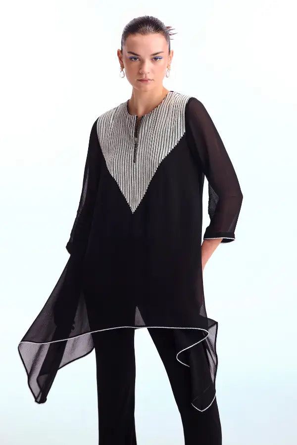 Metallic Pearl Handkerchief Hem Tunic Namrata Joshipura