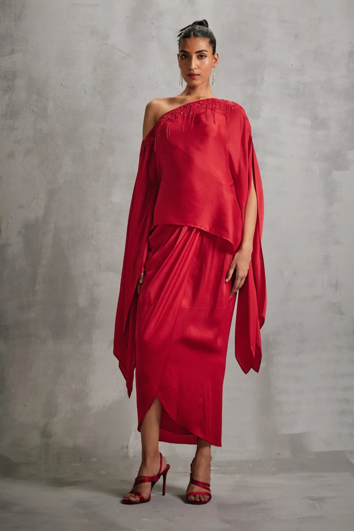 Rosette Siren Cape with Draped Skirt Namrata Joshipura