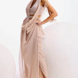 Crystal Drop Fringe Drape Saree Namrata Joshipura