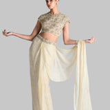 CRUSTED BLOUSE WITH DRAPED SAREE