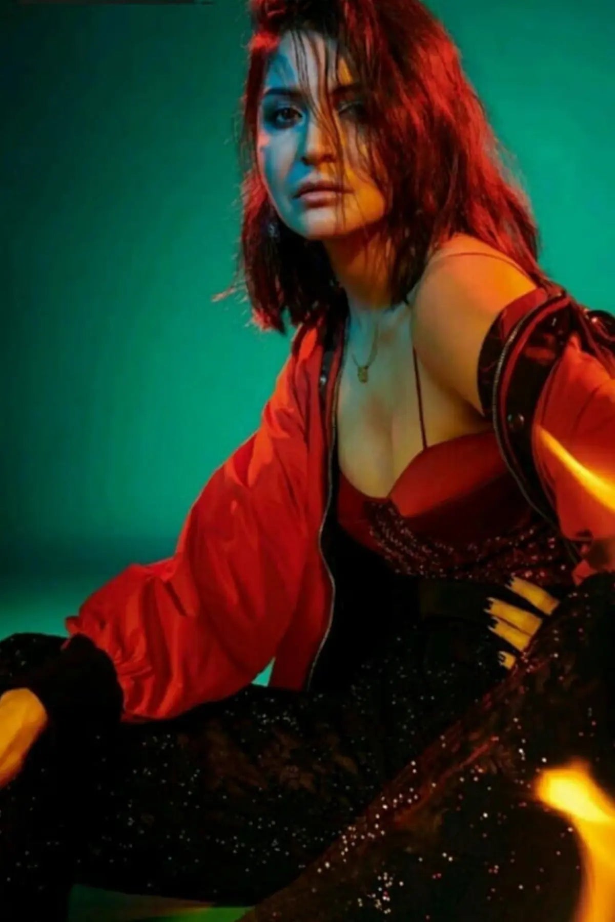 Anushka Sharma In Red Embellished NJ Corset Namrata Joshipura Online (Celebrity Muses)