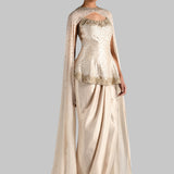 GOLD GILT CORSET WITH DRAPED SKIRT & CAPE