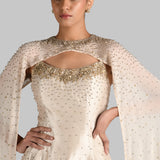 GOLD GILT CORSET WITH DRAPED SKIRT & CAPE