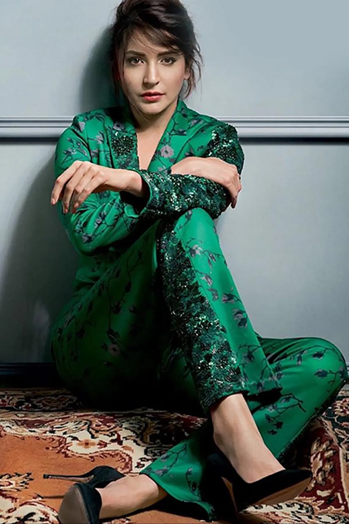 Anushka Sharma In Green NJ Printed Pantsuit Namrata Joshipura Online (Celebrity Muses)