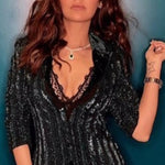 Esha Gupta In NJ Sequin Chevron Pattern Pant Suit Namrata Joshipura Online (Celebrity Muses)