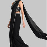 BIJOUX DRAPED SAREE WITH BLOUSE AND BELT