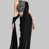 BIJOUX DRAPED SAREE WITH BLOUSE AND BELT