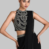 BIJOUX DRAPED SAREE WITH BLOUSE AND BELT