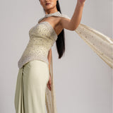 PEARL METEOR CORSET WITH CAPE AND DRAPED SKIRT