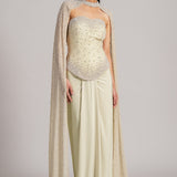 PEARL METEOR CORSET WITH CAPE AND DRAPED SKIRT