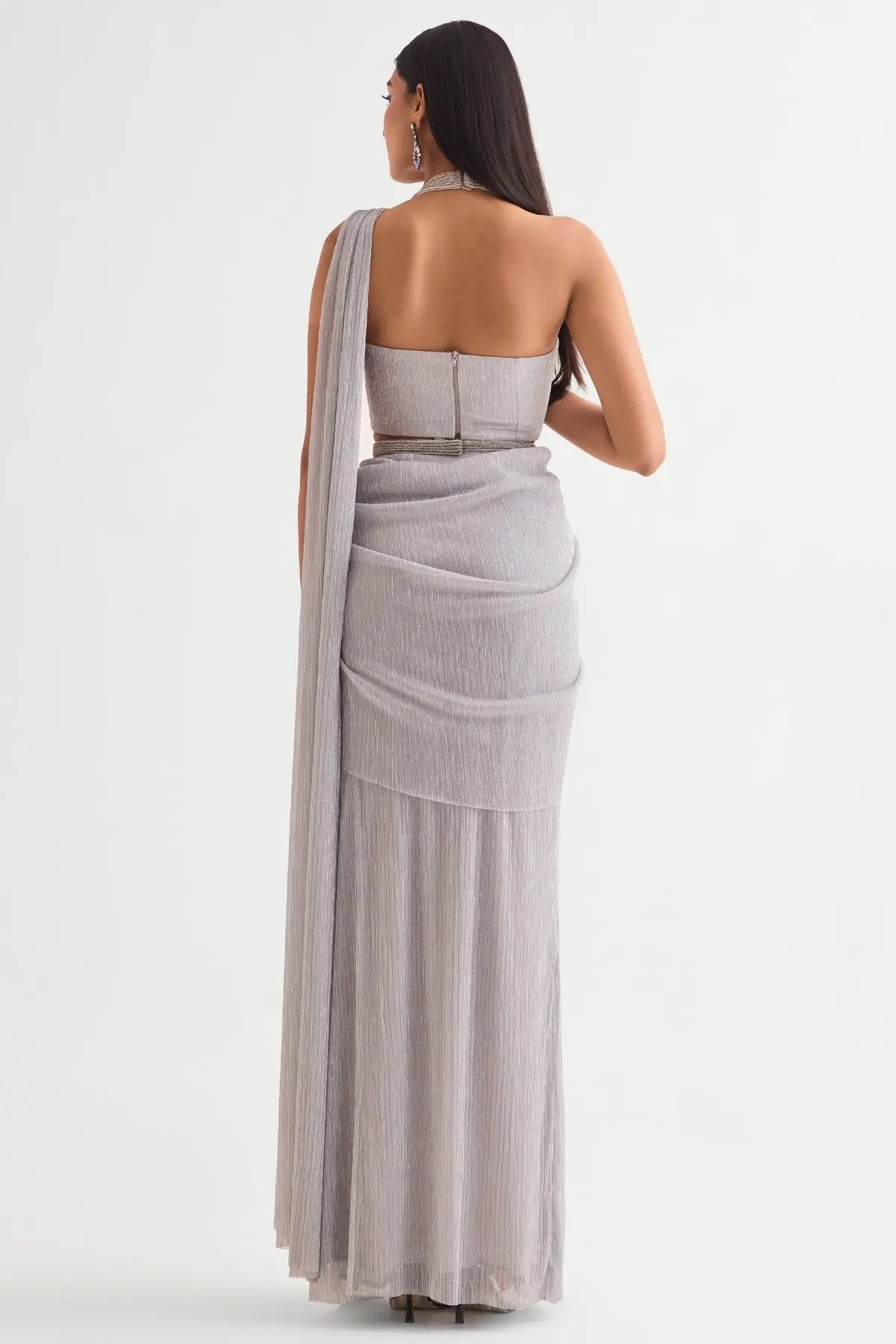 Everly Halter Blouse With Draped Saree Namrata Joshipura Online