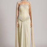 PEARL METEOR CORSET WITH CAPE AND DRAPED SKIRT