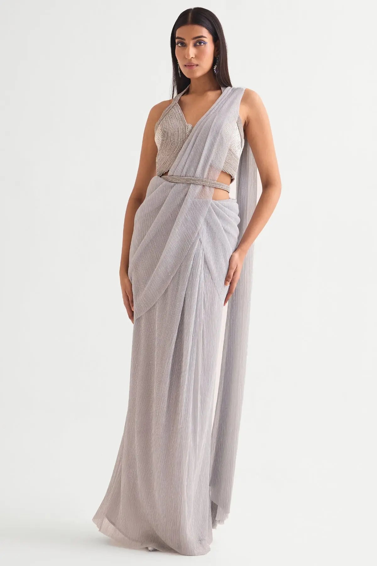 Everly Halter Blouse With Draped Saree Namrata Joshipura Online