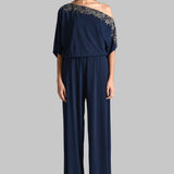 GOLD GILT ONE OFF SHOULDER JUMPSUIT