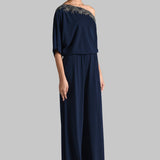 GOLD GILT ONE OFF SHOULDER JUMPSUIT