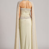 PEARL METEOR CORSET WITH CAPE AND DRAPED SKIRT