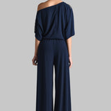 GOLD GILT ONE OFF SHOULDER JUMPSUIT