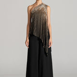 SHIMMER PAISLEY ONE SHOULDER JUMPSUIT