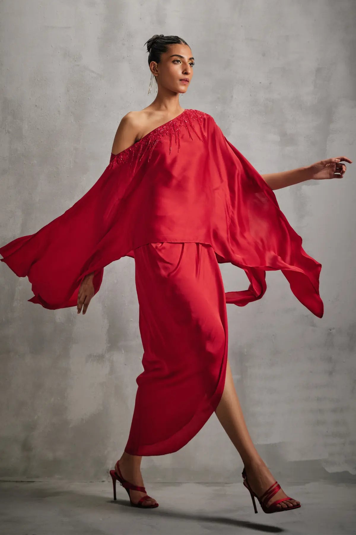 Rosette Siren Cape with Draped Skirt Namrata Joshipura