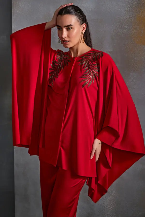 Autumn Fern Batwing Cape Set Namrata Joshipura