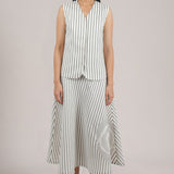 ROSETTE STRIPED VEST WITH SKIRT