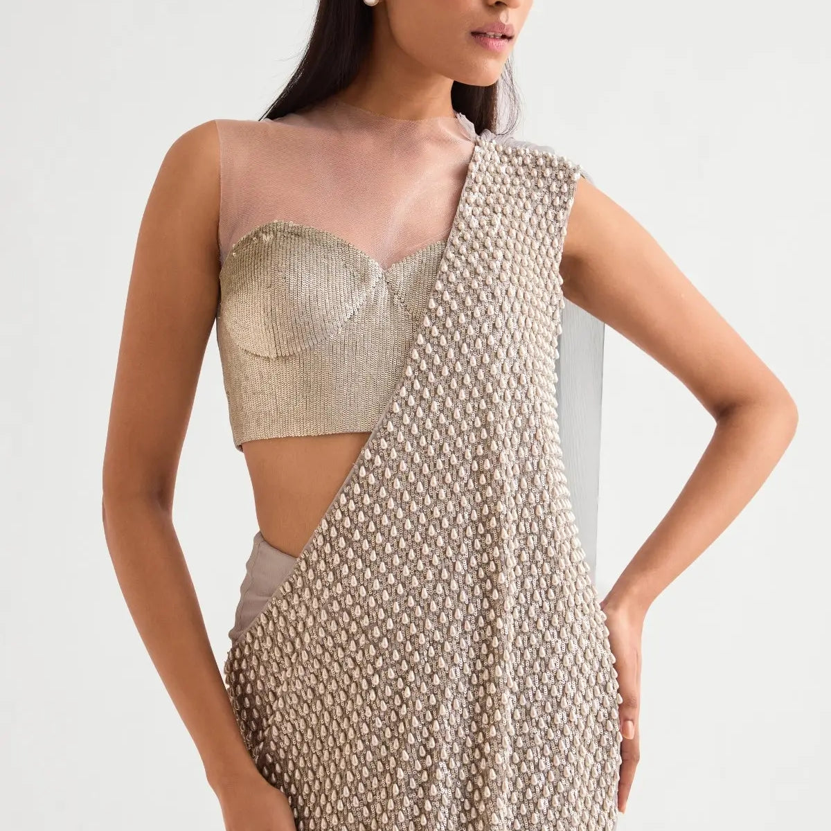 Everly Corset Blouse with Draped Saree Namrata Joshipura Online