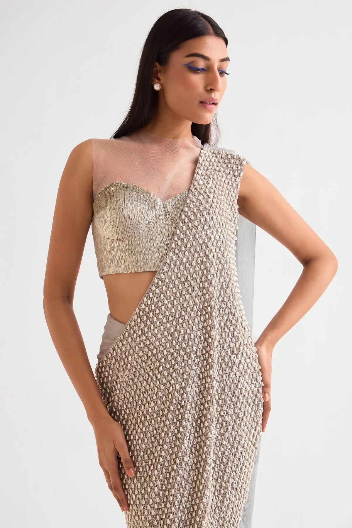Everly Corset Blouse with Draped Saree Namrata Joshipura Online