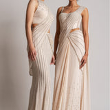 PEARL CASCADE CORSET WITH SLEEK DRAPED SAREE