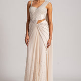 PEARL CASCADE CORSET WITH SLEEK DRAPED SAREE