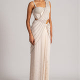 PEARL CASCADE CORSET WITH SLEEK DRAPED SAREE
