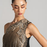 SHIMMER PAISLEY ONE SHOULDER JUMPSUIT