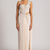 PEARL CASCADE CORSET WITH SLEEK DRAPED SAREE