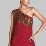 PAISLEY EMBROIDERED DRAPE JUMPSUIT