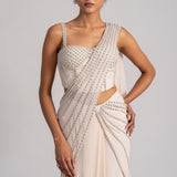 PEARL CASCADE CORSET WITH SLEEK DRAPED SAREE