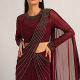 SILVER DUST EMBELISHED DRAPE SAREE Namrata Joshipura Online