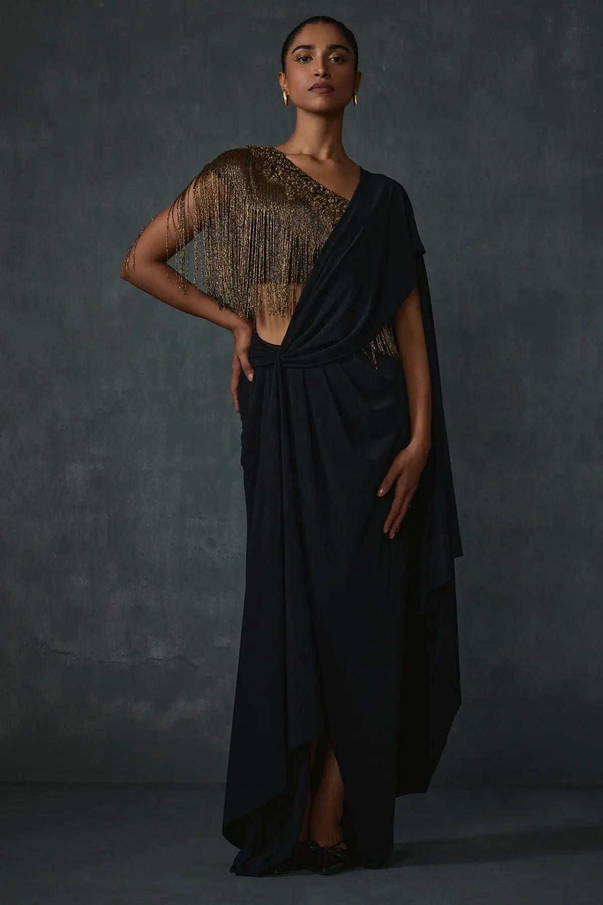 Akari Fringe Draped Saree Namrata Joshipura Online